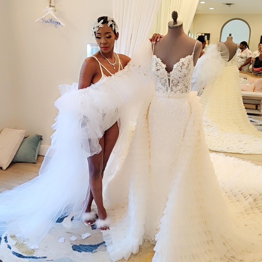 Wedding dress and skirt.